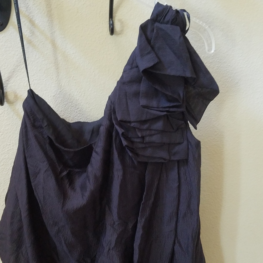 MM Couture One shoulder bubble shirt, black